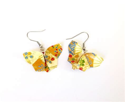 Boucles D Oreilles Papillon Origami Papier Origami Japonais Dor