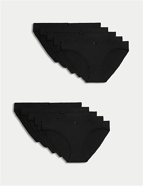Pk Cotton Rich Bikini Knickers Black Knickers M S Cn
