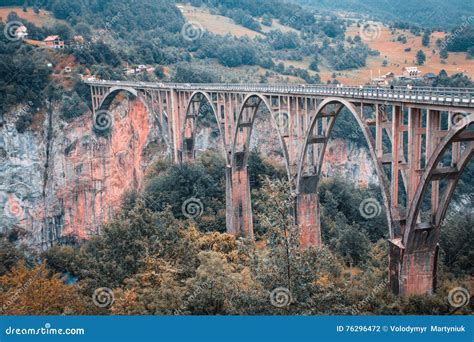 View Of The Old Concrete Arch Bridge Djurdjevica Tara In Montenegro