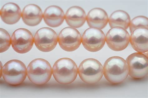 Natual Metallic Pink Color Edison Pearl Strand Natural Near Round Pearl