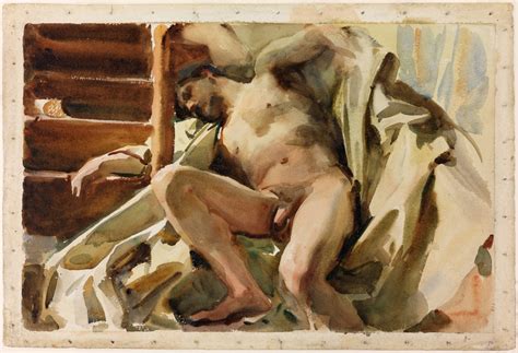Study Of A Male Nude Reclining By John Singer Sargent