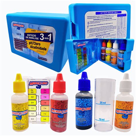 Medidor De Ph E Cloro E Alcalinidade Kit Estojo Teste Gua De Piscina