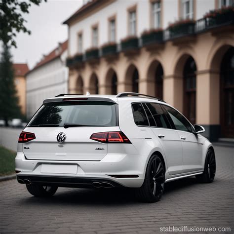 Side View Of White Vw Golf 7 With Black Wheels Stable Diffusion Online