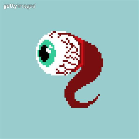 Eyeball Pixel Art Isolated Bit Eye And Nerves Anatomy