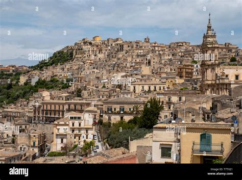 Historic Centre With Duomo Di San Giorgio Modica Sicily Italy Stock