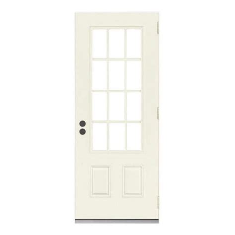 Jeld Wen 32 In X 80 In 12 Lite Primed Steel Prehung Left Hand Outswing Entry Door