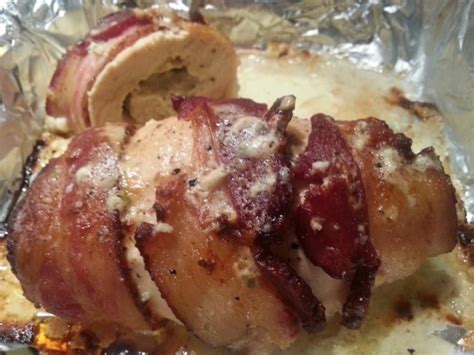 Bacon Wrapped Cream Cheese Stuffed Chicken Breasts Recipe Genius Kitchen