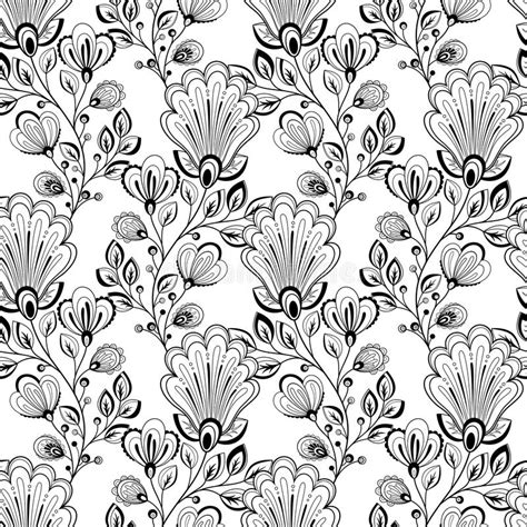 Vector Seamless Monochrome Floral Pattern Stock Vector Illustration