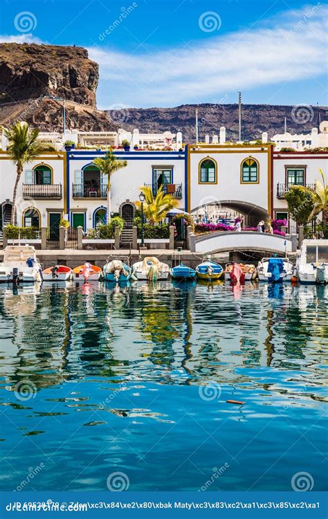 Port In Puerto De Mogan Gran Canaria Spain Stock Image Image Of