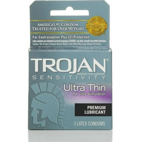 Trojan Condoms Ultra Thin Lubricated Latex 3 Each Pack Of 2 Walmart