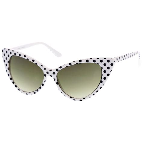 Womens Retro Polka Dot Oversize Cat Eye Sunglasses 50mm Sunglass La