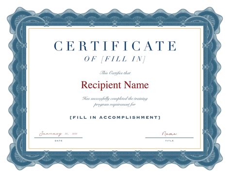 Personalized Certificate Of Achievement Etsy