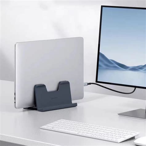 Vertical Laptop Stand Adjustable Holder Desktop Storage Rack Foldable ...