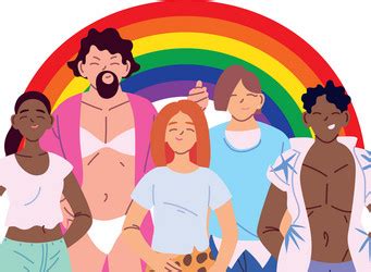 Women And Men Cartoons With Lgbti Rainbow Vector Image