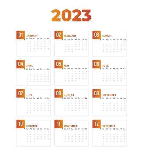 Monate Kalender Design Vorlage Premium Vektor