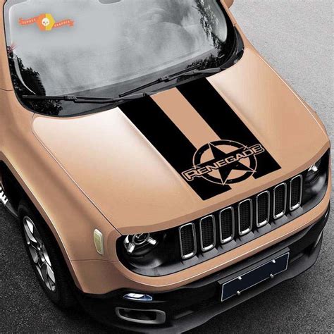 Rally Distressed Star Renegade Jeep Vinyl Hood Decal Graphic