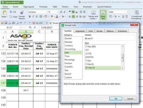 Setting Up Excel Spreadsheet