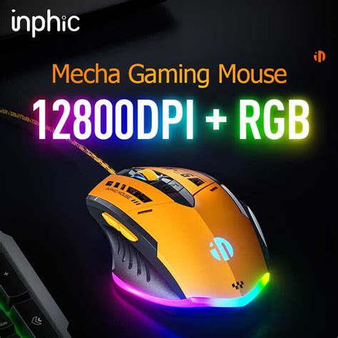 Inphic W6 Rgb Wired Gaming Mouse 12800dpi 6 Programmable Buttons 1000hz Usb Laptop Pc Optical