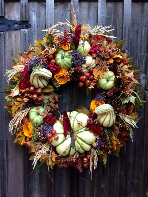 30 Inch Wreath With Red Velvety Seed Pods Fall Thanksgiving Wreaths