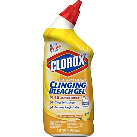 Clorox Toilet Bowl Cleaner Clinging Bleach Gel Crisp Lemon Scent 709ml 24 Fluid Ounces