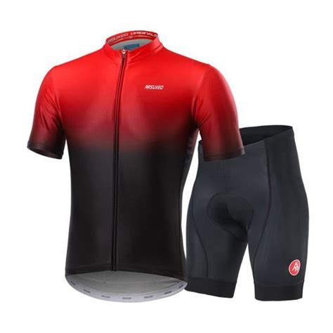 Maillot De Cyclisme Route Homme Respirant Manches Courtes Rouge