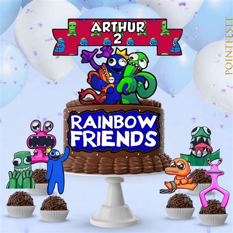 Topo De Bolo Personalizado Rainbow Friends 10 Toppers Shopee Brasil