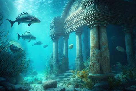 Premium Photo Ancient Temple Ruins Underwater Old City On Sea Ground