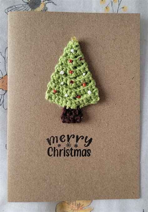 Hand Crochet Christmas Card Etsy Uk