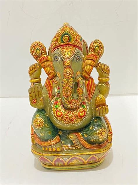 Green Jade Ganesha Statue Cm Gemstone Statue Semi Precious Etsy