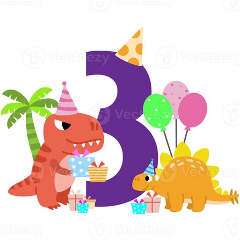 Happy Birthday Dinosaur Clipart Number Party Dino Png