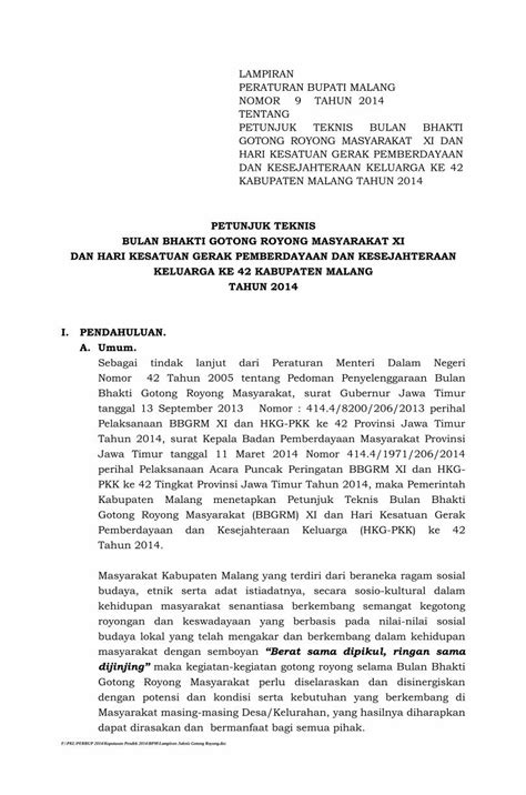 Pdf Petunjuk Teknis Bulan Bhakti Gotong Royong Jdih Malangkab Go Id