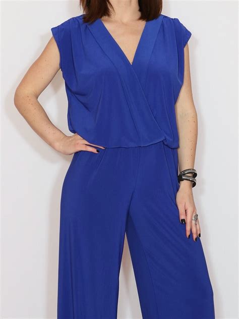 Royal Blue Jumpsuit Wide Leg Jumpsuit Wrap Top Jumpsuit Etsy