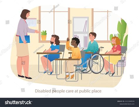 Person Disabilities Public Place Little Boy Stock Vector Royalty Free