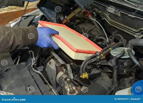 Car air filter replacement stock photo. Image of engineering - 38344470