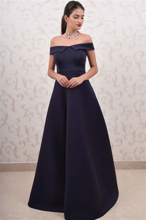 Off The Shoulder Navy Blue Prom Dress 155 00 Prom Dresses Blue Prom