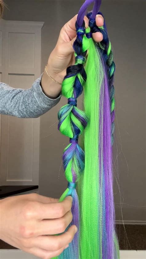 💙💚💜 Twisted Bubble Braids 🤩 Rave Hair Unicorn Hair Color Festival