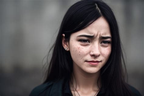 Une Femme Avec Une Expression Triste Sur Son Visage Photo Premium