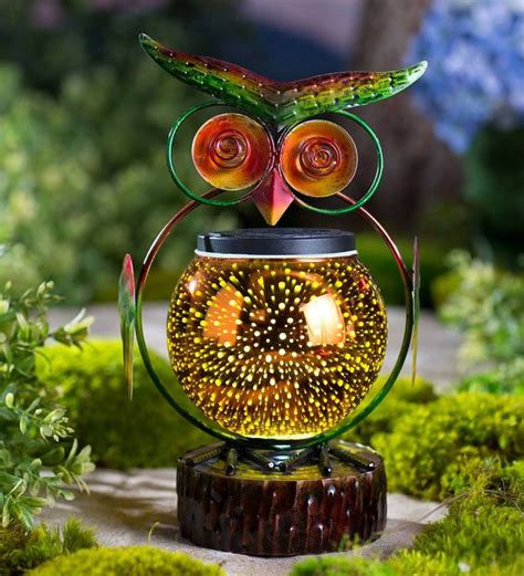 Our Unique Metal Owl Sculpture With Solar D Lighted Globe Will Stand