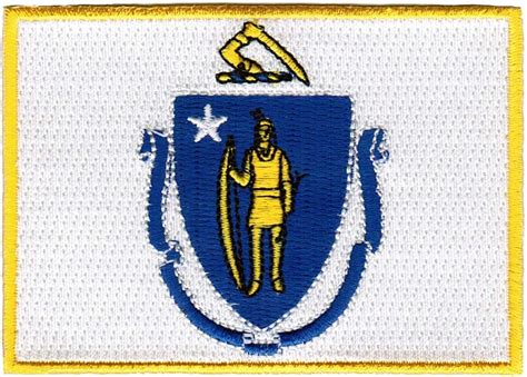 Massachusetts State Flag Embroidered Patch Velcro® Brand Fasteners Ma Emblem