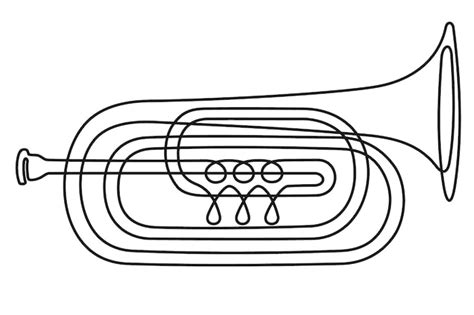 Un Dibujo De L Nea Continua Trompeta De Instrumento De Viento Musical