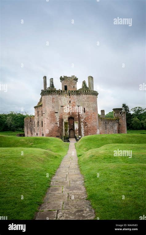 Caerlaverock castle, a double moated triangular castle fortress built ...