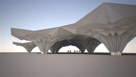 Origami Pavilion Creates Shelter With Folded Aluminum Sheets Courtesy