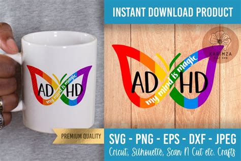 ADHD SVG, Instant Download, ADHD Pride Month Flag Png, Dxf, 47% OFF