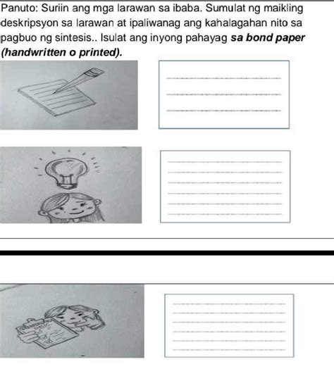 Solved Panuto Suriin Ang Mga Larawan Sa Ibaba Sumulat Ng Maikling