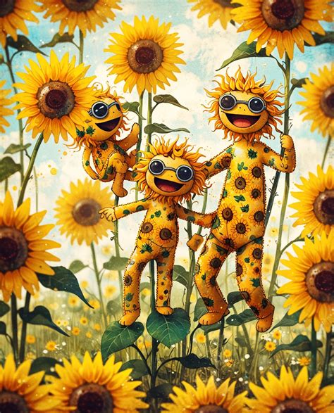 Dancing Sunflowers 🌻🌻🌻 Ai Generated Artwork Nightcafe Creator