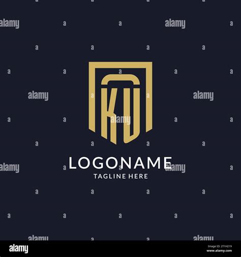 Ku Logo Initial With Geometric Shield Shape Design Style Vector Graphic