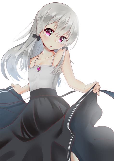 Safebooru 1girl O Bangs Bare Arms Bare Shoulders Black Bow Black