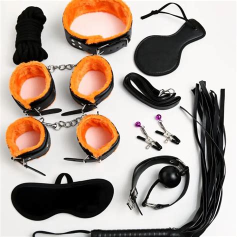 Pu Leatheradult Games Sex Bondage Fetish Faux Fur Bondage Set Kit 9 Pcsset Sex Fetish Toy Adult