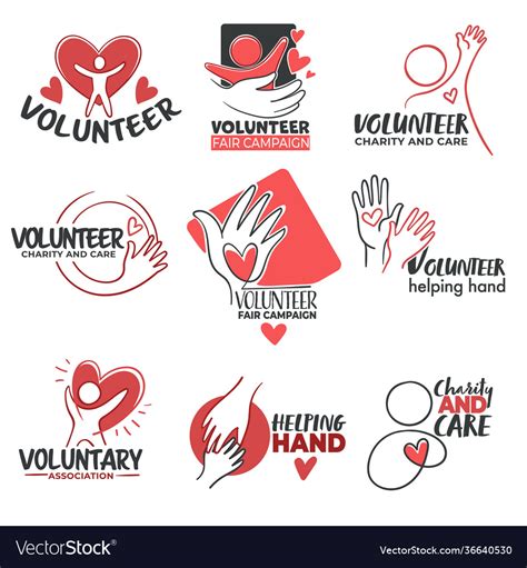 Volunteer signs and volunteering community icons Vector Image