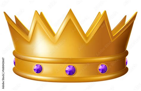 Golden Crown With Purple Gems Vector Illustration Stock Vector